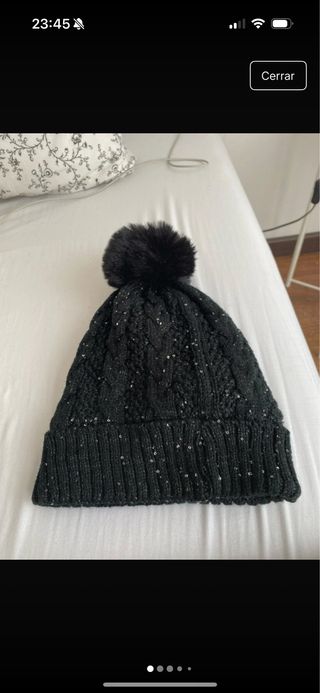 Gorro lana negro brillantina