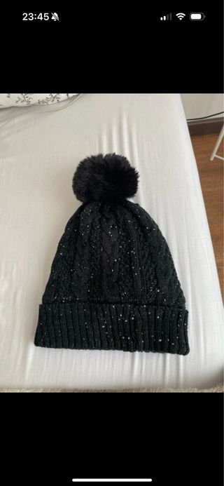 Gorro lana negro brillantina
