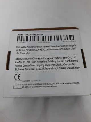 Inversor Coche 220W DC12V a AC220V