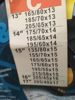 Cadenas textiles para nieve - Varias medidas