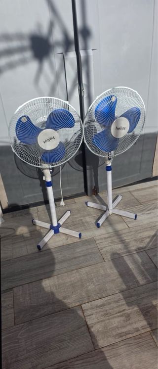 Pack 2 Ventiladores Pie Blanco y Azul