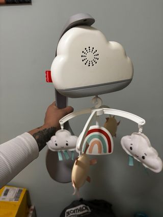 Minicuna colecho gris y blanco