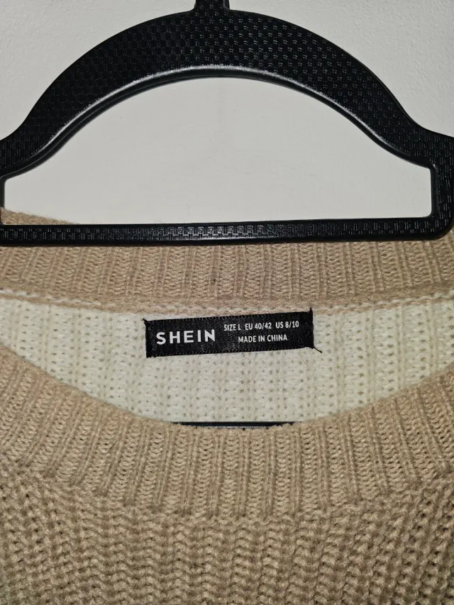 Jersey crop Shein rayas beige L