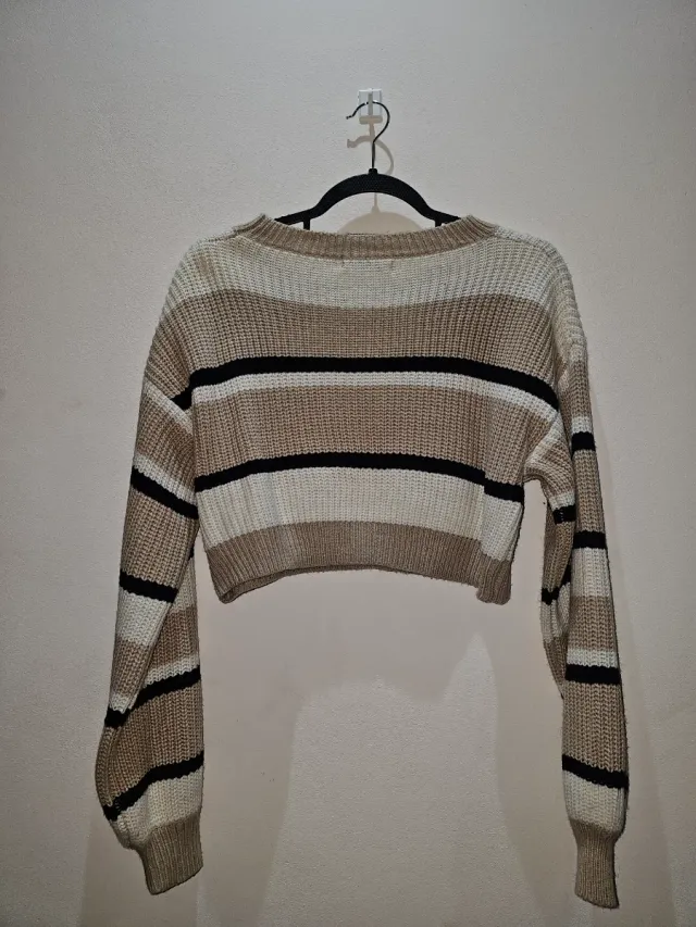 Jersey crop Shein rayas beige L