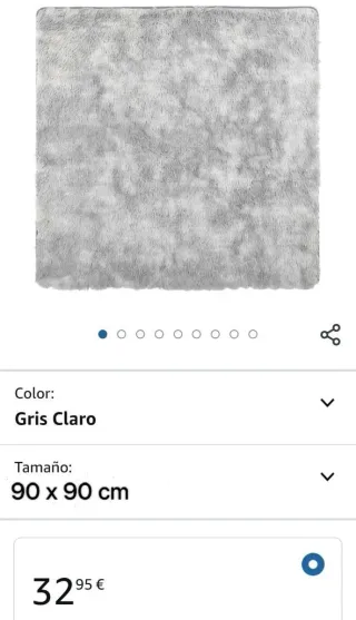 Tappeto peluto a pelo lungo grigio chiaro 90x90 cm