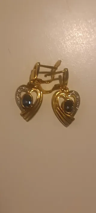 Pendientes Corazón Oro y Plata con Cierre Catalán