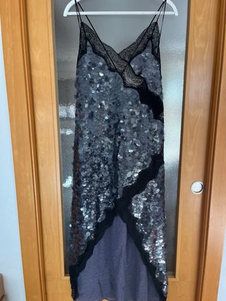 Vestido lentejuelas y encaje Zara zw coleccion