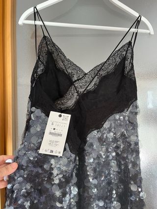 Vestido lentejuelas y encaje Zara zw coleccion
