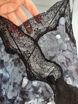 Vestido lentejuelas y encaje Zara zw coleccion