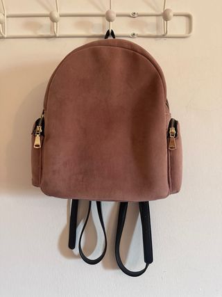 Mochila terciopelo rosa