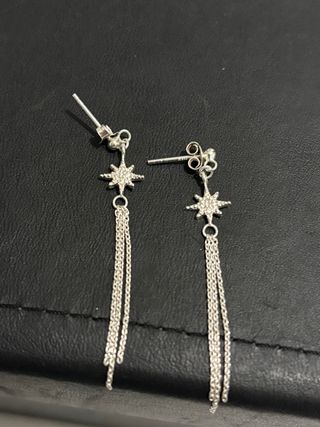 Pendientes Plata 925 Estrella Cadena