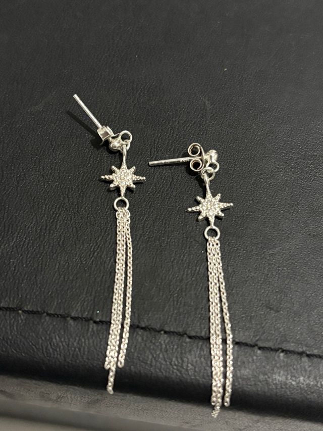 Pendientes Plata 925 Estrella Cadena
