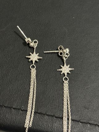 Pendientes Plata 925 Estrella Cadena