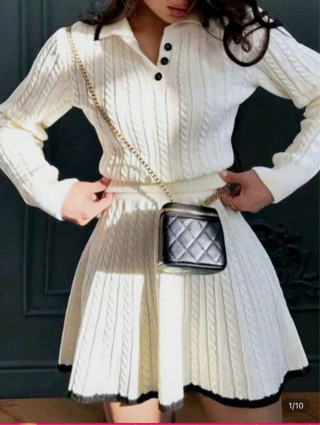 Conjunto falda y jersey blanco