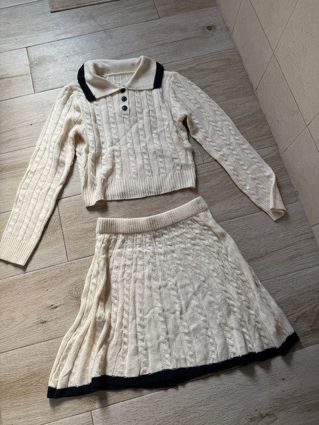 Conjunto falda y jersey blanco