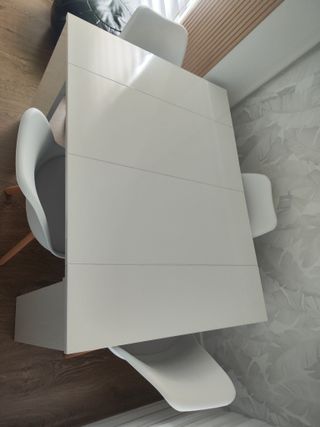 Mesa extensible comedor madera blanca