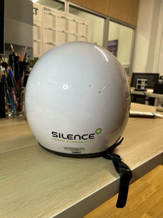 Casco Moto Silence Talla M Blanco/Verde