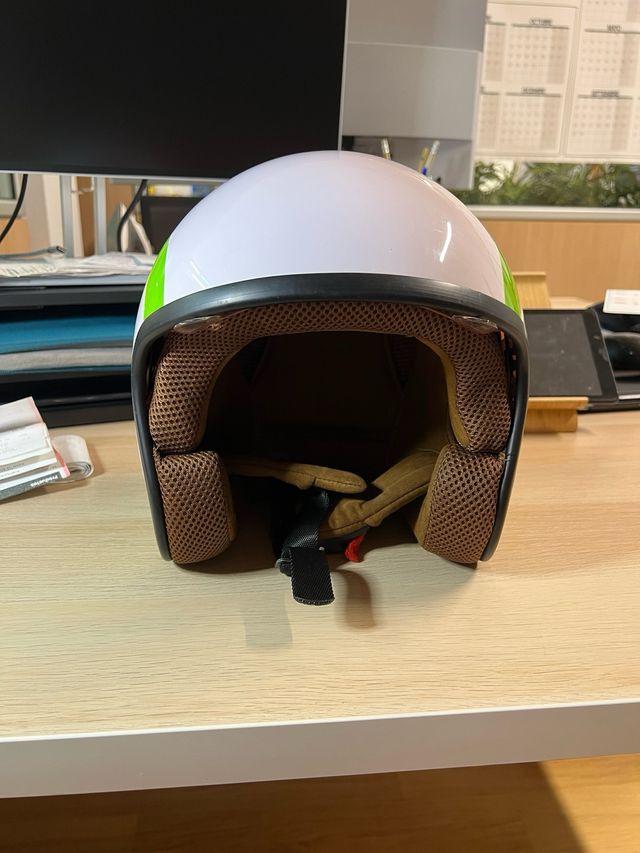 Casco Moto Silence Talla M Blanco/Verde