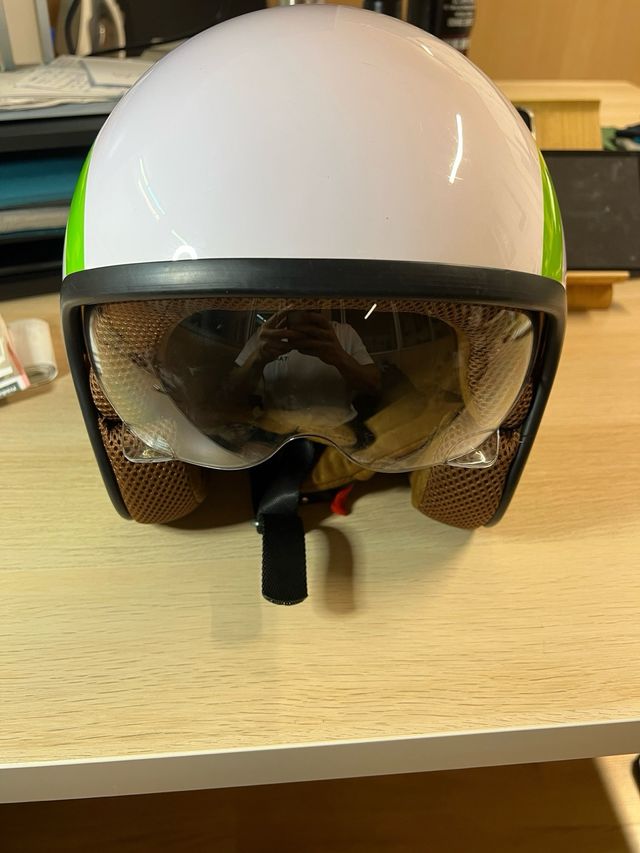 Casco Moto Silence Talla M Blanco/Verde