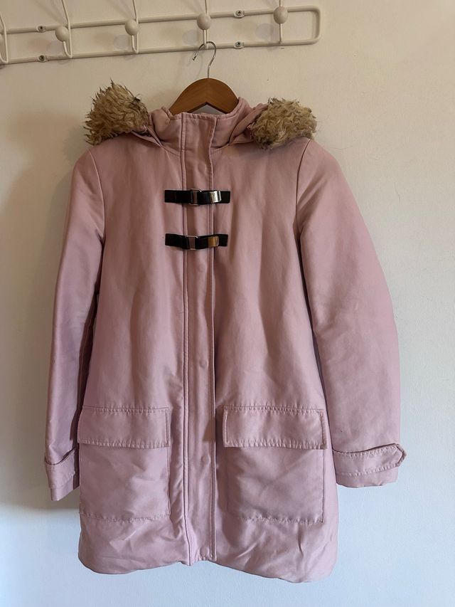 Abrigo rosa con pelo