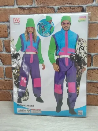 Disfraz snowboarder, mono retro, traje talla S