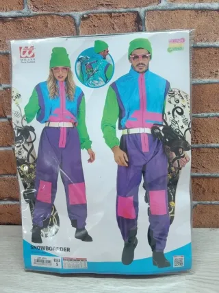 Disfraz snowboarder, mono retro, traje talla S