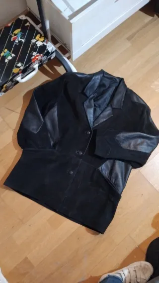 Chaqueta Vintage Oversize Negra Cuero