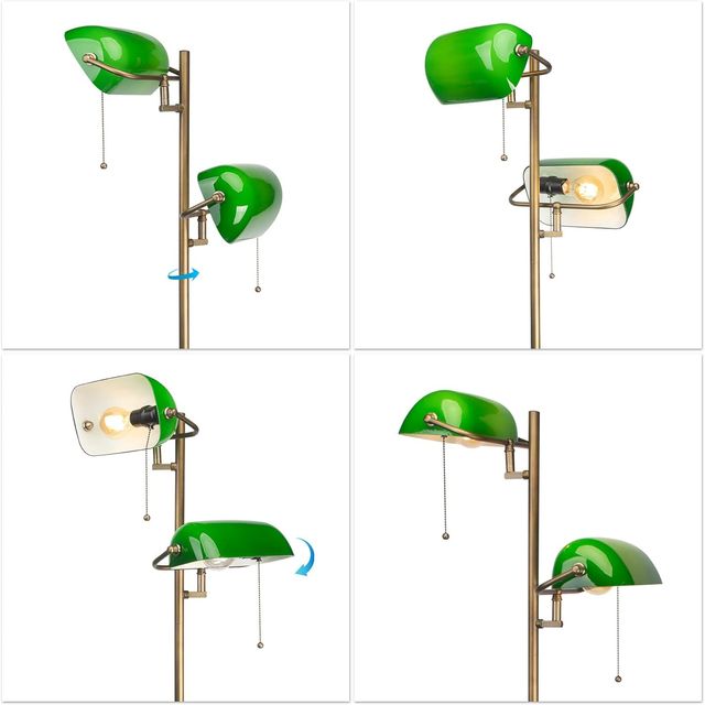 Lámpara de Pie Banquero Vidrio Verde FIRVRE