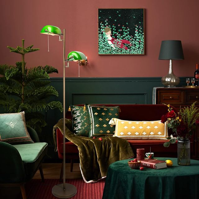 Lámpara de Pie Banquero Vidrio Verde FIRVRE