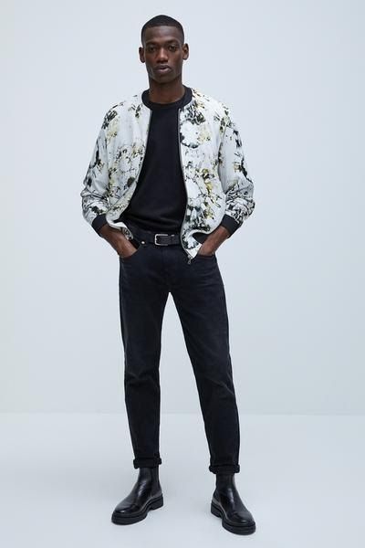 Chaqueta Bomber Zara Estampada Multicolor Hombre