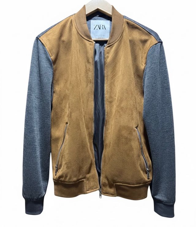 Chaqueta Bomber Zara Beige y Gris