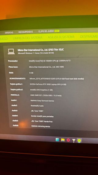 MSI GF63 Thin 10UC i5-10500H RTX 3050