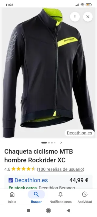 Chaqueta ciclismo Rockrider Cross Country Talla S