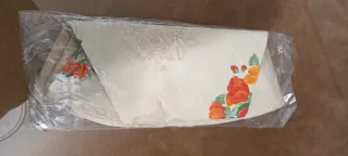 Mantel Mesa Redonda 100cm Flores Naranja Beige