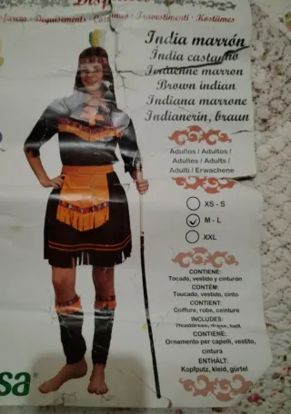 Disfraz India marrón Talla M-L