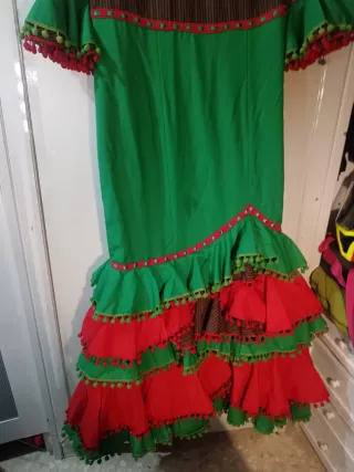 Vestido de gitana verde y rojo XL