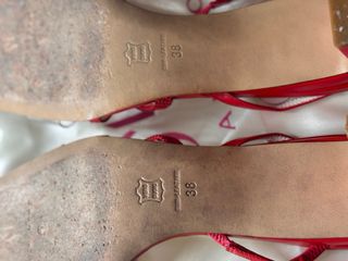 Di Sandro sandalias rojas de tacón cuadrado