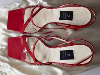 Di Sandro sandalias rojas de tacón cuadrado