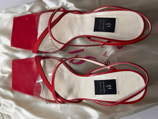 Di Sandro sandalias rojas de tacón cuadrado