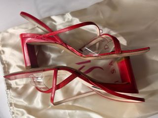 Di Sandro sandalias rojas de tacón cuadrado