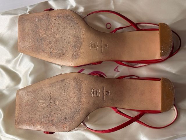 Di Sandro sandalias rojas de tacón cuadrado