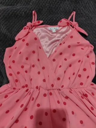 Vestido Kling rosa lunares S