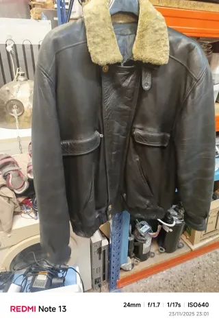 Chaqueta de cuero con cuello borreguito Aviator