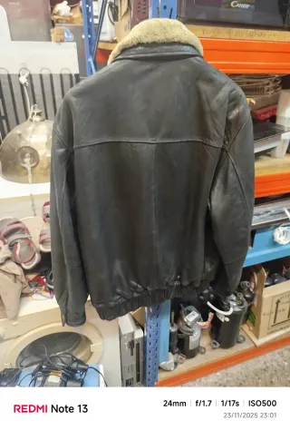 Chaqueta de cuero con cuello borreguito Aviator