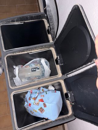 Conjunto 3 cubos basura metal y plástico