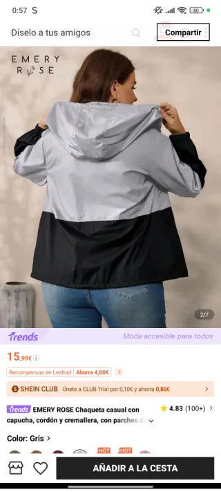 Chaqueta EMERY ROSE capucha cremallera