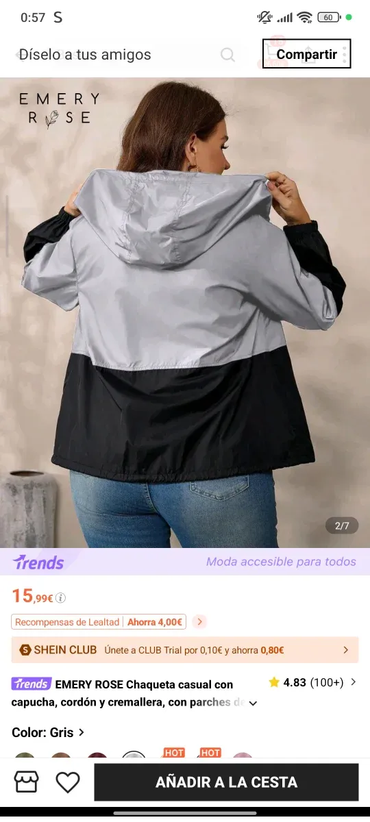 Chaqueta EMERY ROSE capucha cremallera