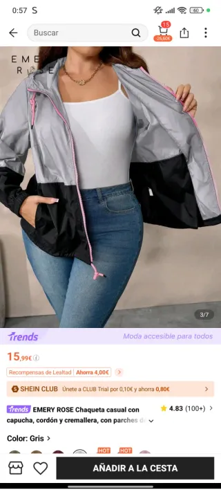 Chaqueta EMERY ROSE capucha cremallera