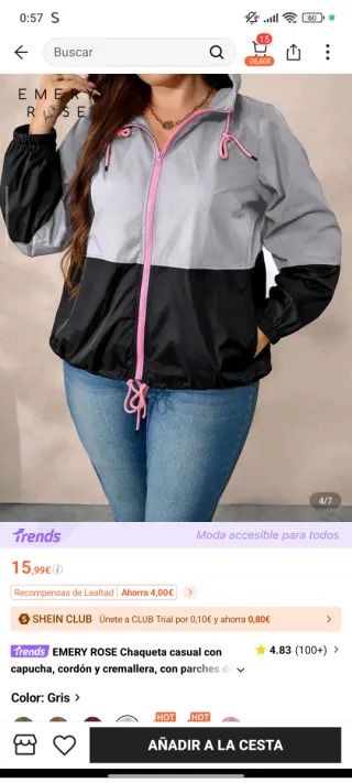 Chaqueta EMERY ROSE capucha cremallera