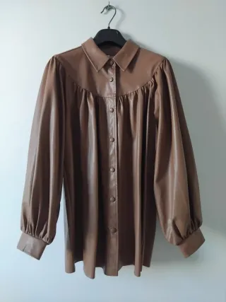 Camicia donna ecopelle Lumina color cammello